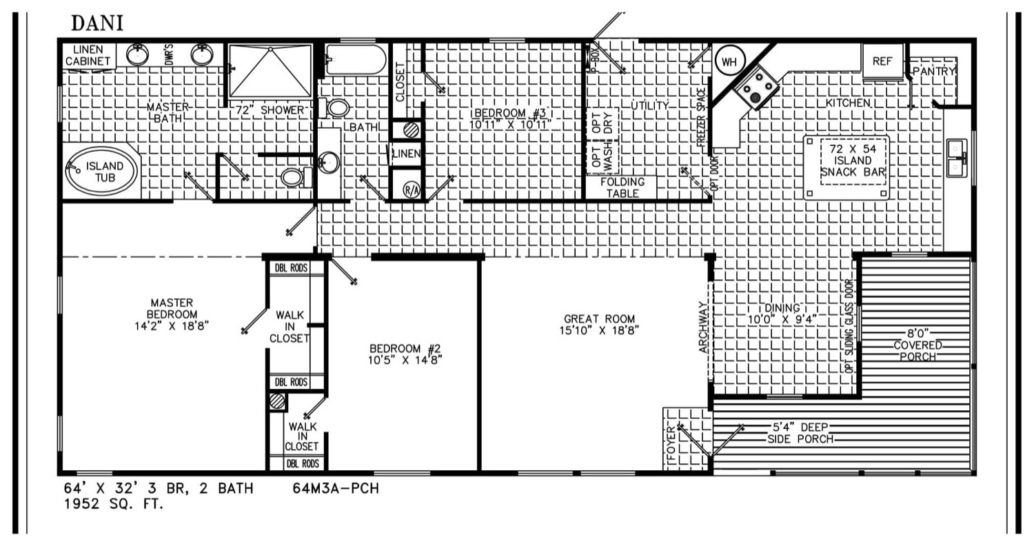 The Megan floor plan, 3 bed 2 bath, 1,952 square feet